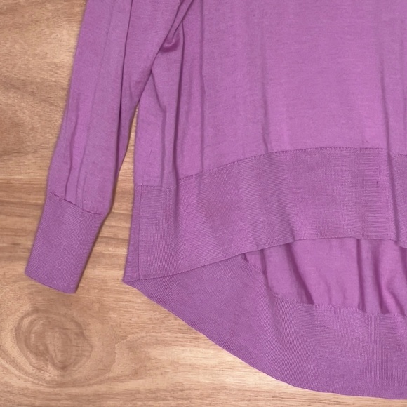 COS 100% wool thin knit v-neck sweater sz S small oversized hi-low mauve ribbed - Picture 2 of 5